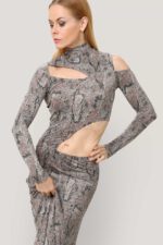 Snake Luxe Asymmetric Cut-Out Maxi Dress