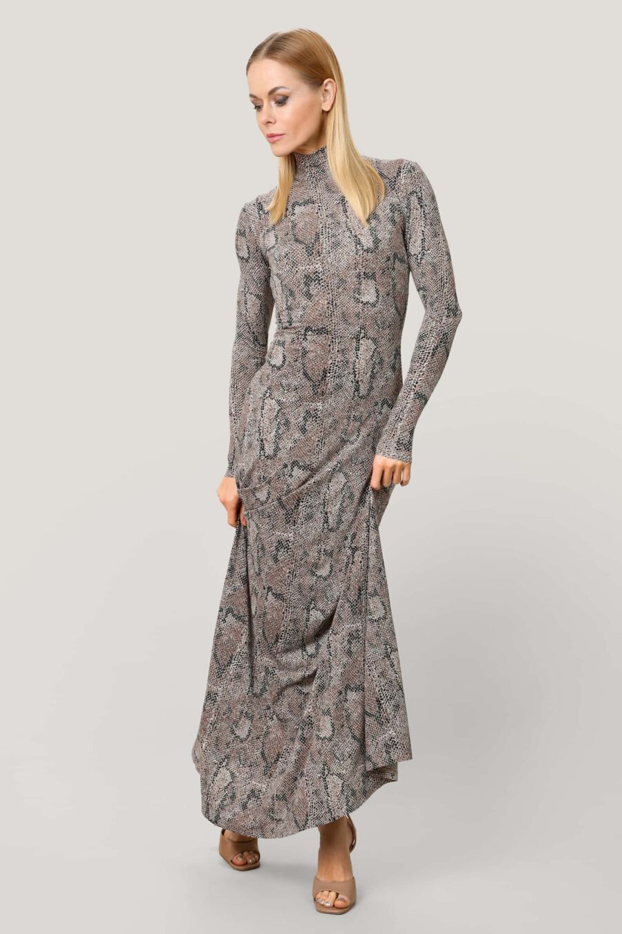 Snake Luxe Fit & Flare Maxi Dress