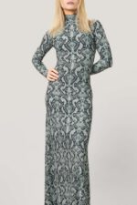 Snake Luxe Fit & Flare Maxi Dress