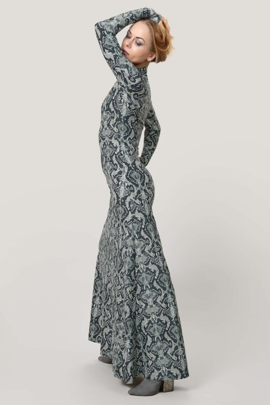 Snake Luxe Fit & Flare Maxi Dress