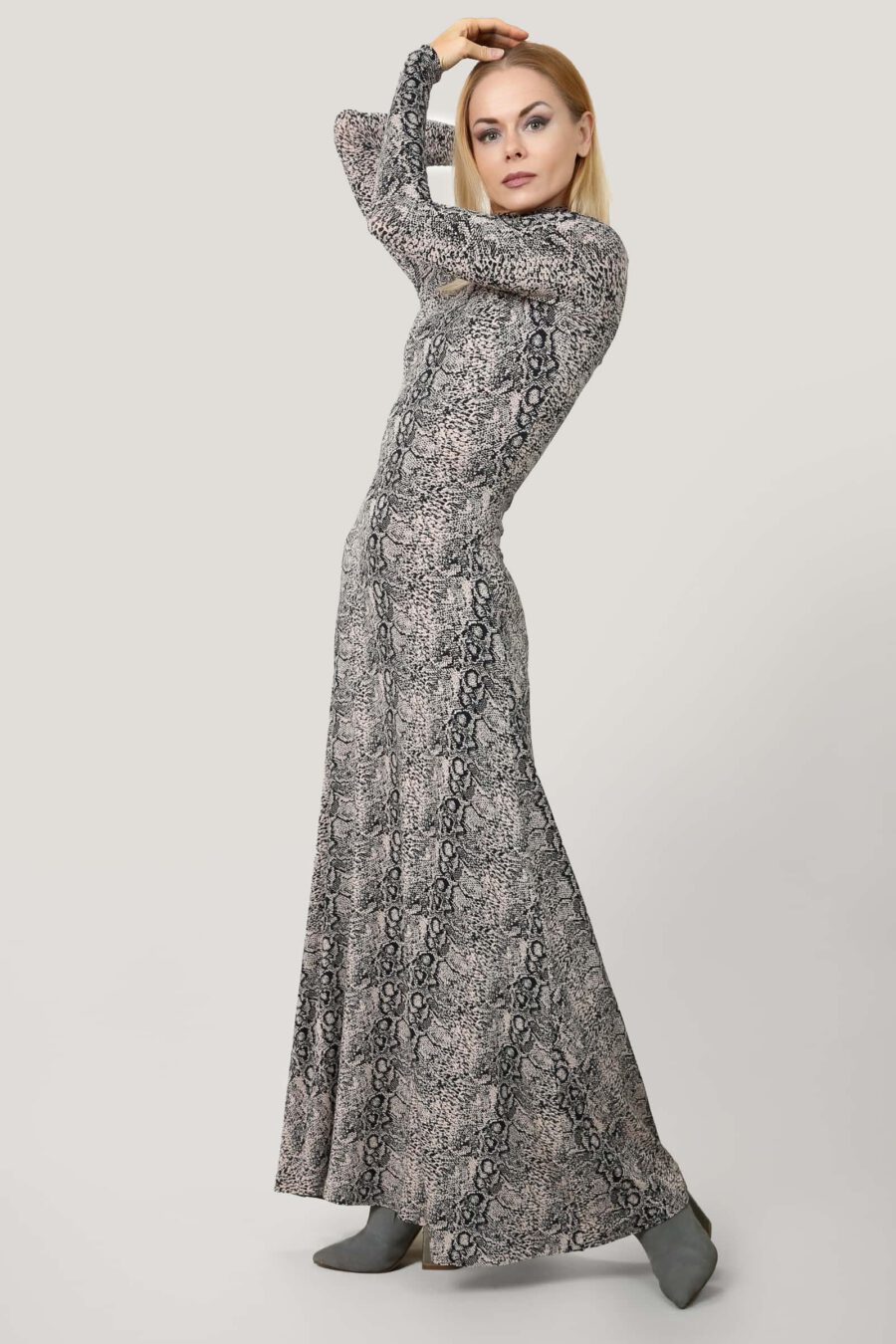 Snake Luxe Fit & Flare Maxi Dress