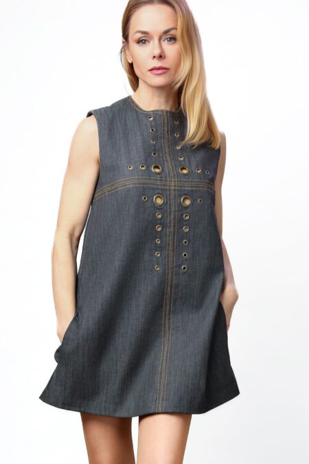Stylish A-Line Denim Mini Dress
