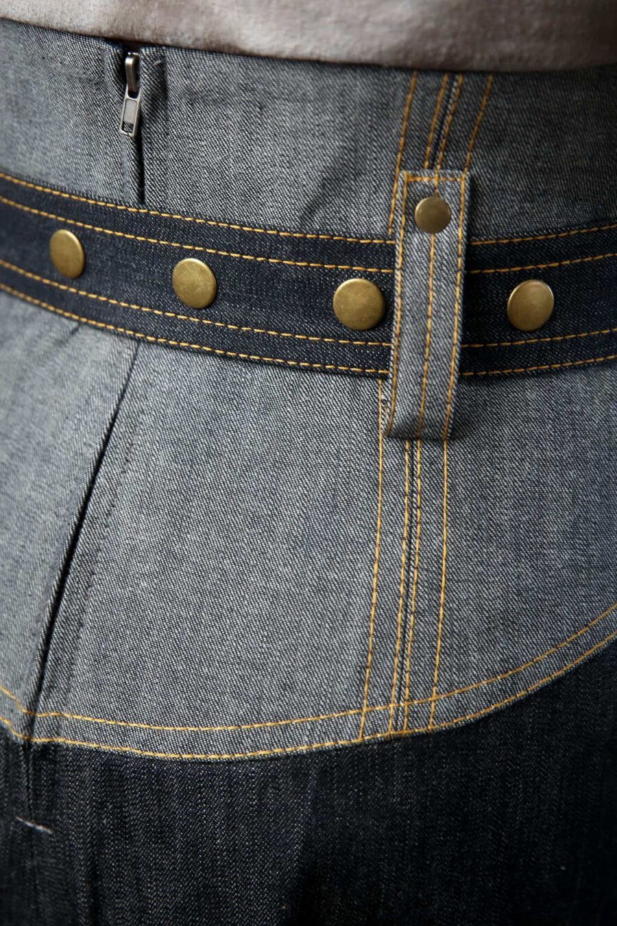 A-Line Denim High-Waisted Skirt