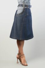 A-Line Denim High-Waisted Skirt