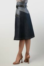 A-Line Denim High-Waisted Skirt