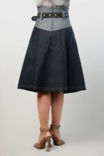 A-Line Denim High-Waisted Skirt