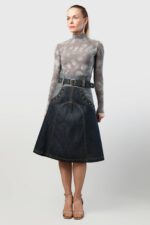 A-Line Denim High-Waisted Skirt