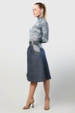 A-Line Denim High-Waisted Skirt