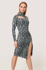 Snake Luxe Asymmetric Slim-Fit Slit Dress