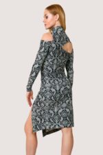 Snake Luxe Asymmetric Slim-Fit Slit Dress